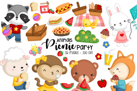Download Animal Having Picnic Clipart - Cute Anim - Animal Collection